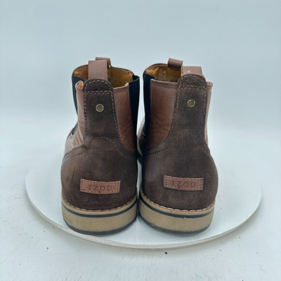 Izod Lucas Men Size 12M 1413016 Brown Leather Side Elastic Pull On Chelsea Boot - Picture 5 of 12